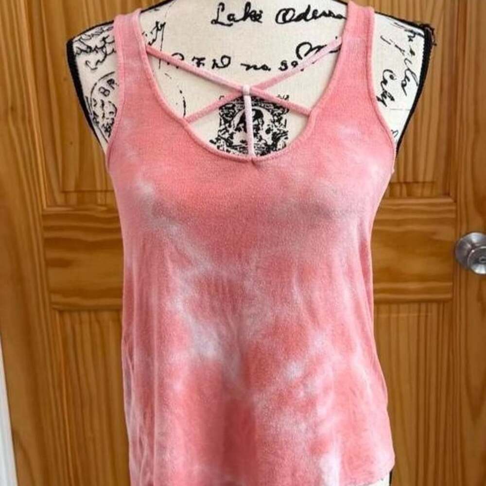 Aeropostale Pink Tie-Dye Criss-Cross Tank Top